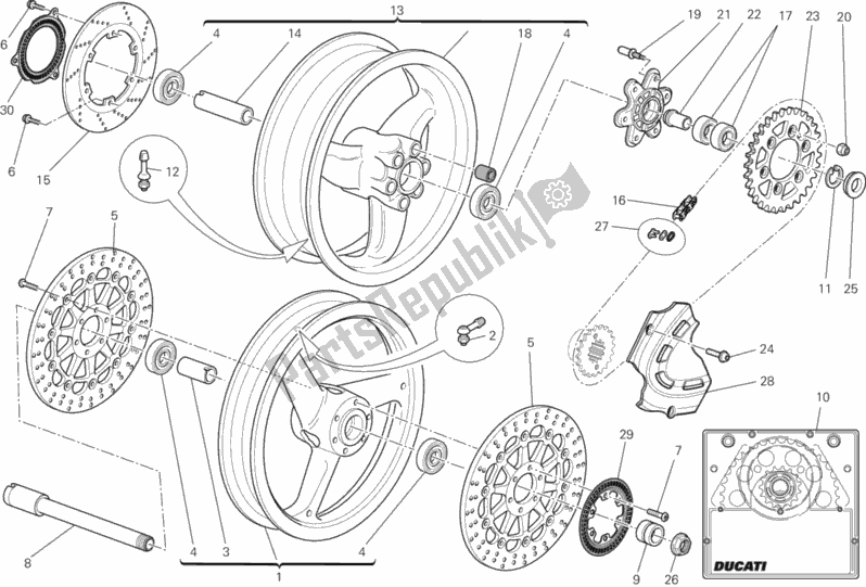 All parts for the Wheels of the Ducati Monster 696 ABS Anniversary 2013
